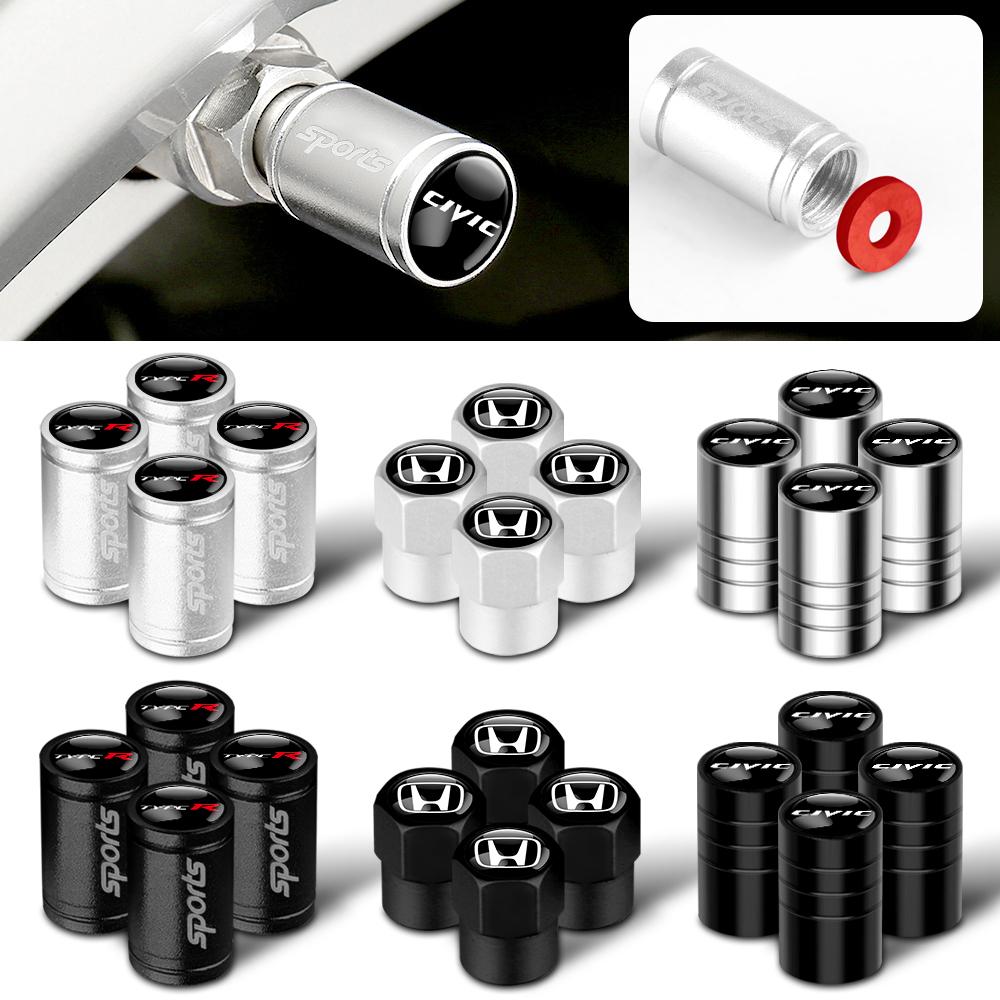 4pcs Metal Car Wheel Tire Valve Caps Stem Cover Car Accessories For Honda Fit Civic CRV Hrv CITY Accord CR-Z VTEC Vezel Insight