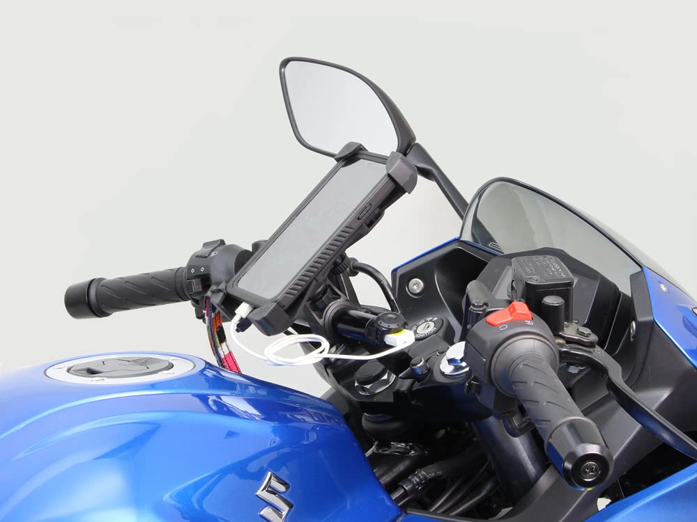 HURRICANE Clamp Bar with USB Power Supply for Gixxer SF250 Black ('20 '21 ED22B) (HU1040B)