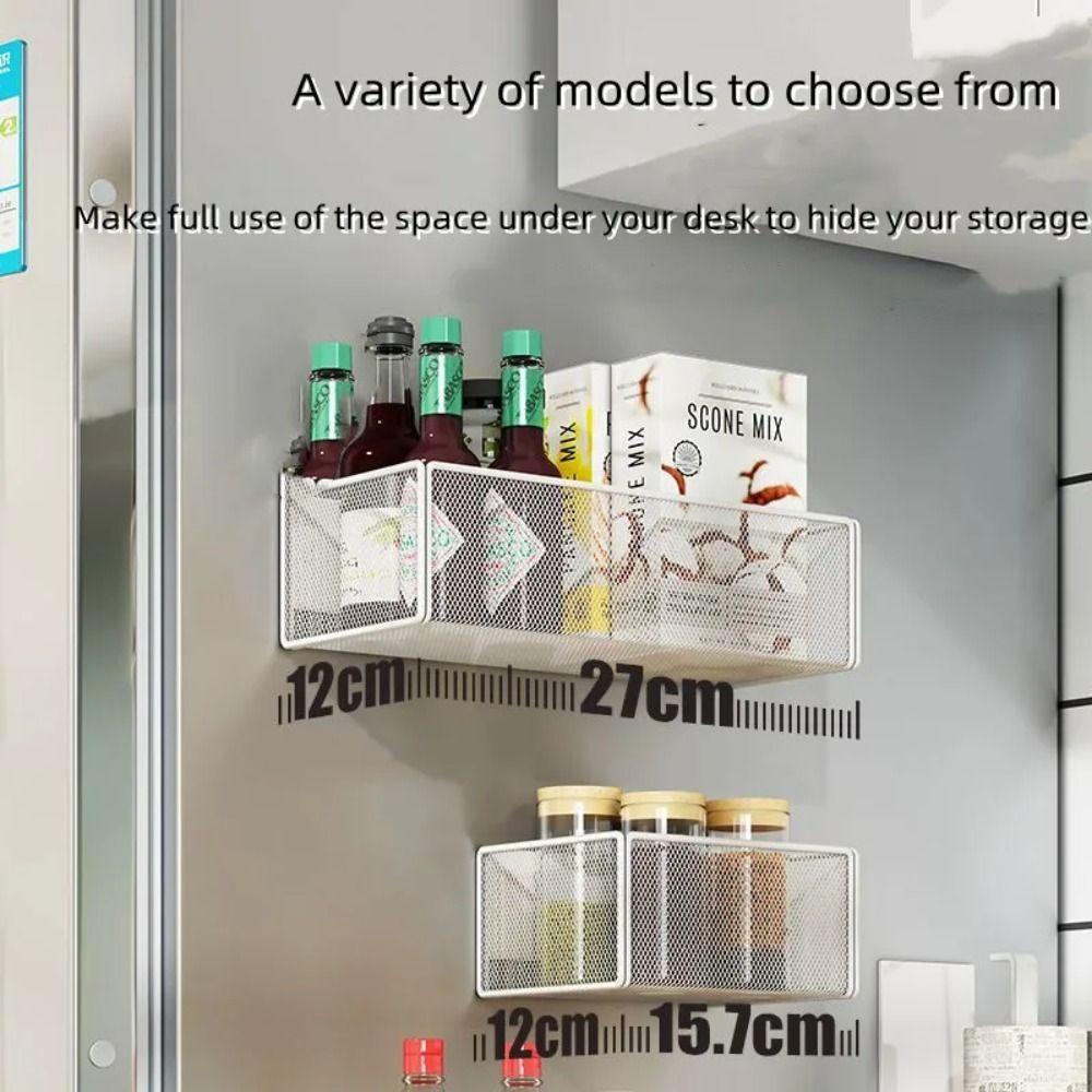 Metal Refrigerator Magnetic Shelf No-Punch Multifunctional Refrigerator Rack Square Durable Kitchen Storage Shelves