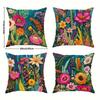 Short Plush Material Pillowcasefloral-Square Pillowcases: Colorful And Vivid Garden-Inspired Decor Sofa Cushion Cover Home Room