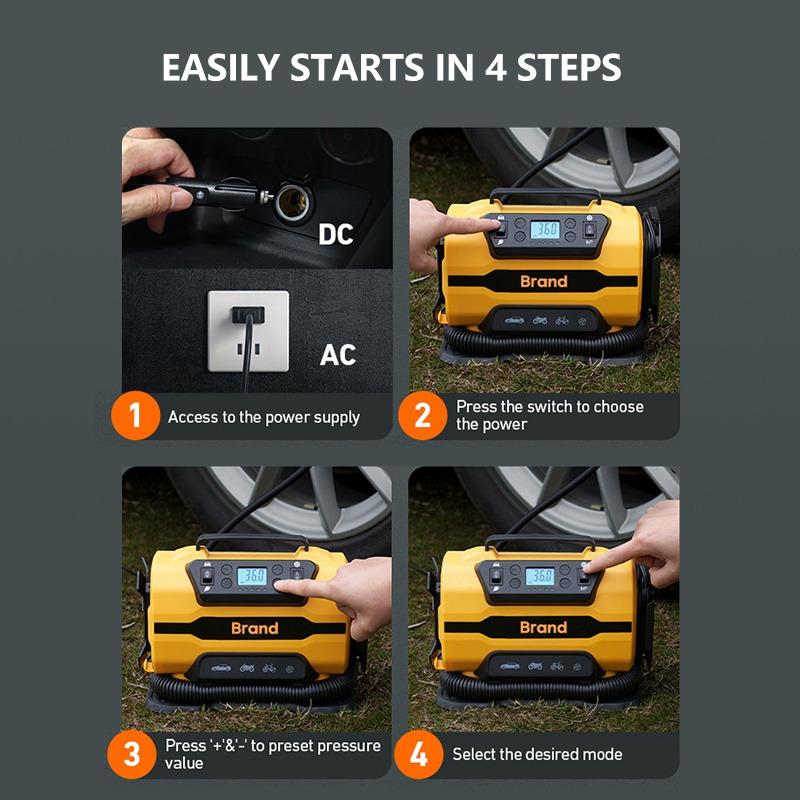 EAFC EU Plug Portable High Power Dual Power Air Compressors 110V-230V AC/DC Air Car Compressors Inflators Tire Inflators