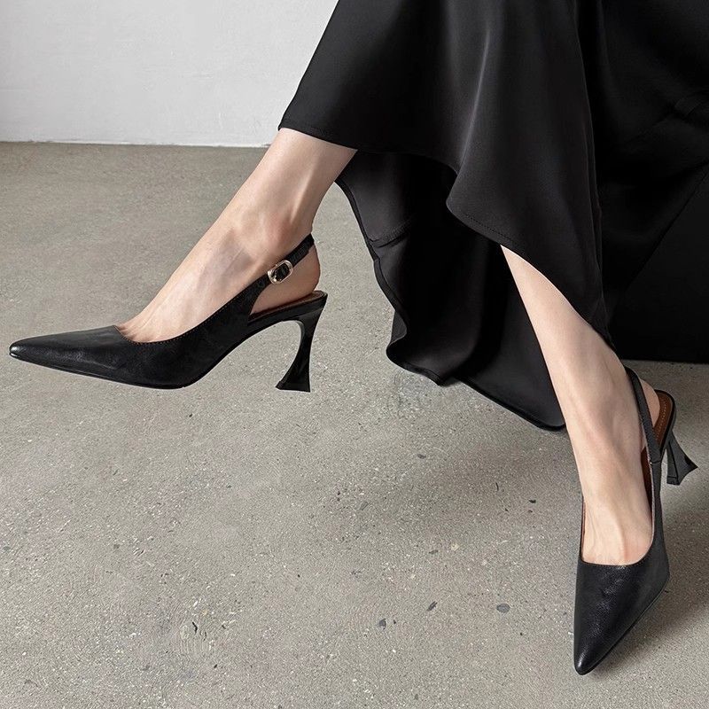 

Baotou thin heel high heel sandals women s pointed head 2025 spring and summer new French retro lady thin commuter shoes 34