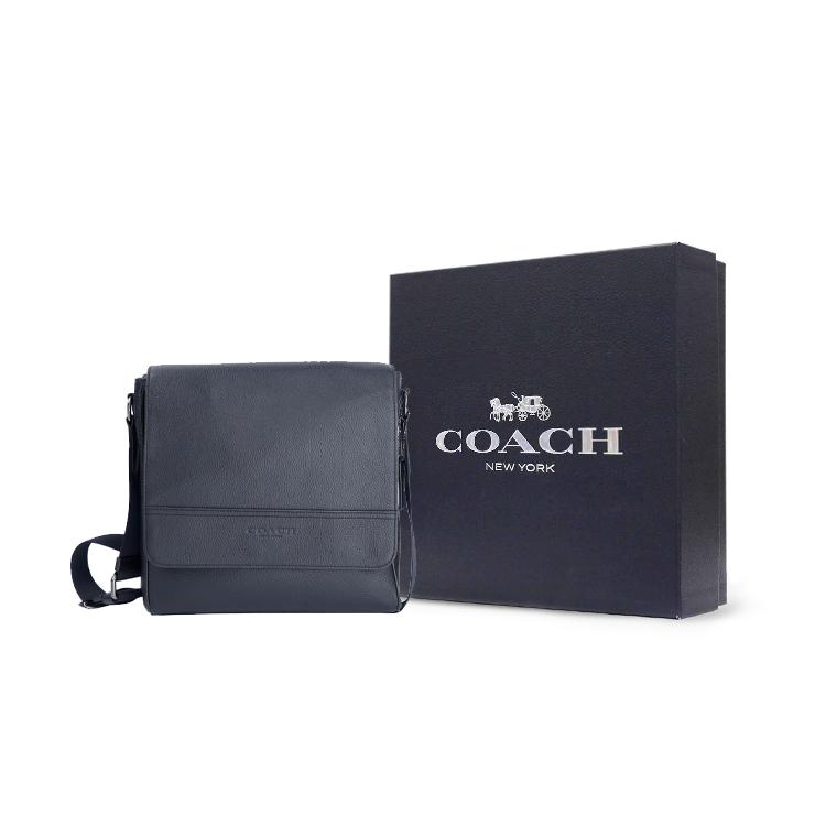 COACH Houston Leather Map Bag, Shoulder Bag, Crossbody Bag Men's Black 4007-QBBK