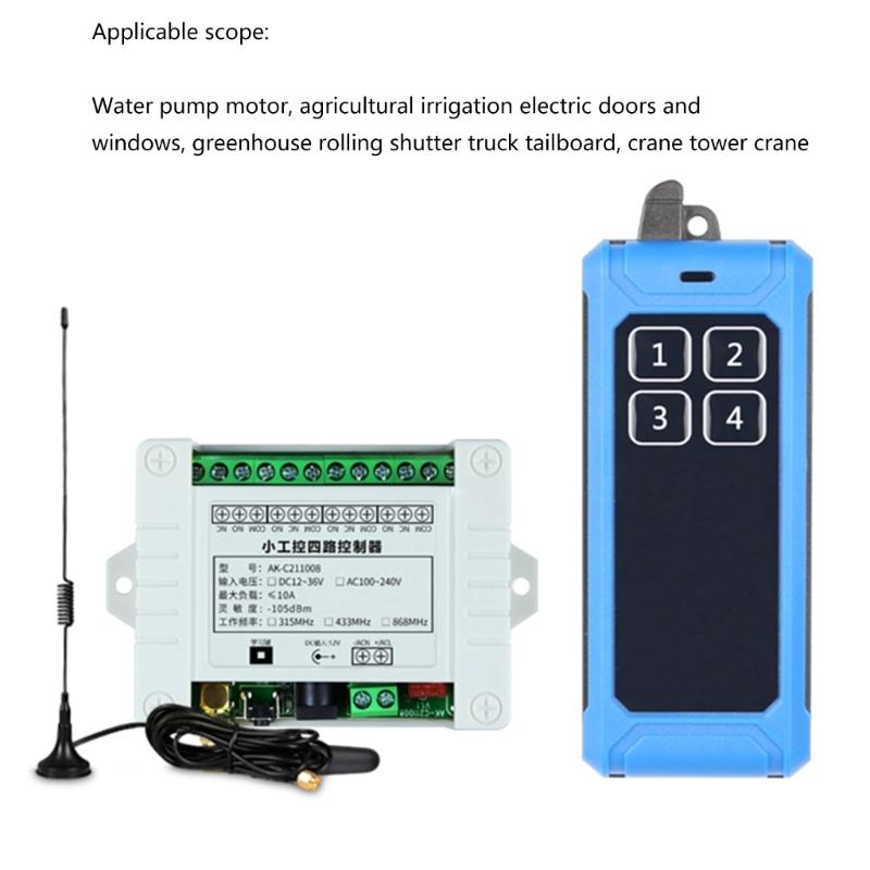 315Mhz 433Mhz DC 85V-260V Four Channel Relay Module Receiver Wireless Remote Control Switch for DC Motor DIY