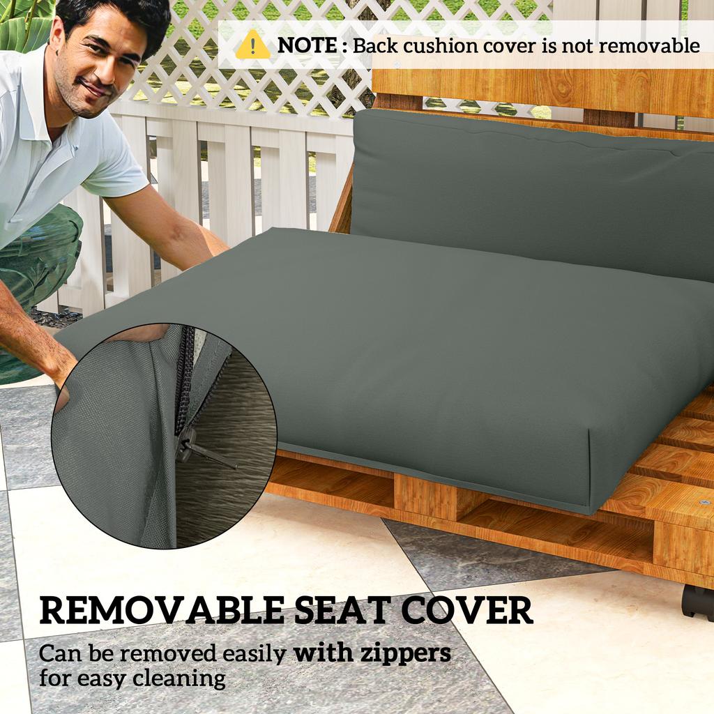 Two Piece Seat Pallet And Back Cushions   Charcoal Grey