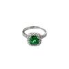 Deluxe Simulated Natural Emerald Ruby Square Bag Ring Women'S Light Luxury High-Texture High-Carbon Diamond Ring
