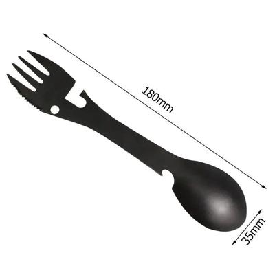 Multifunktions-Geschirr-Löffel Multitool Dosenöffner Besteck Tragbar Flasche Besteck Multitool Camping-Geschirr Gabel Löffelgabel Edelstahl