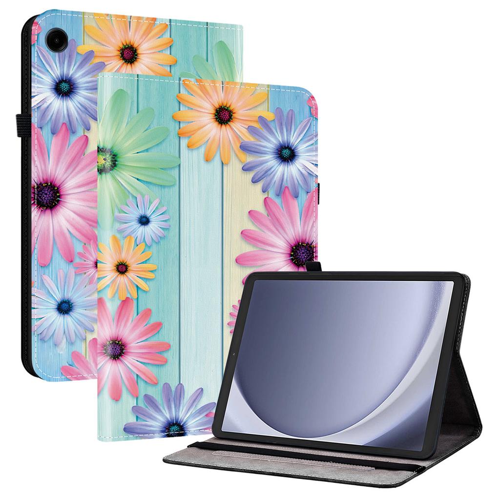 Für Samsung Galaxy Tab A9 Lederhülle Muster bedruckt Ständer Tablet-Hülle mit Kartenfächern