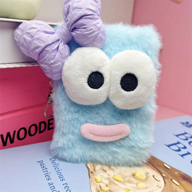 

Милый блокнот с большими глазами, забавный блокнот с бантом и сосисочным ртом, плюшевый блокнот, креативный блокнот для переноски