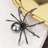 Koreanische Schwarze Spinne Strass Brosche für Damen - Vintage Korsagen Schmuck, Halloween Accessoire