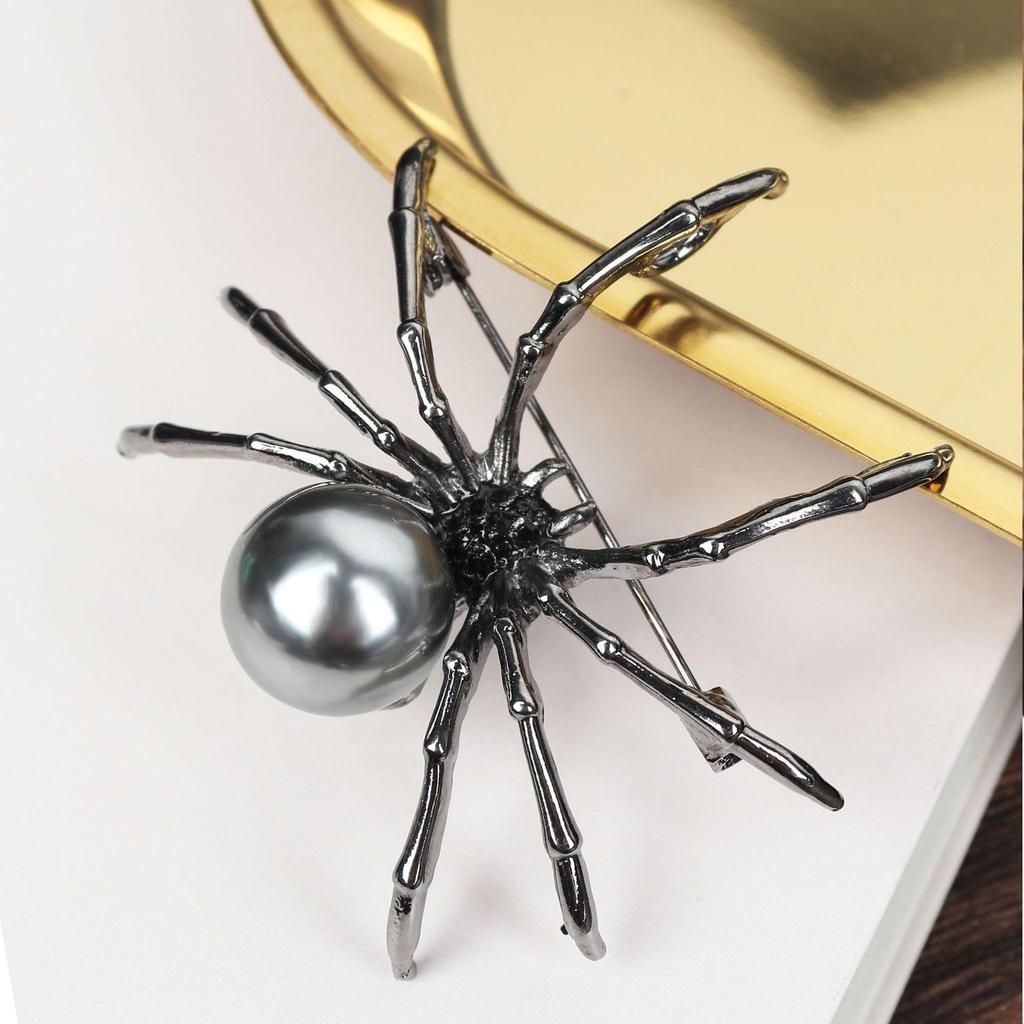 Koreanische Schwarze Spinne Strass Brosche für Damen - Vintage Korsagen Schmuck, Halloween Accessoire