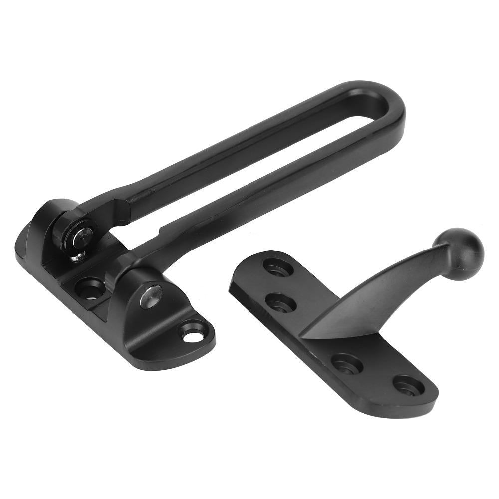 Zinc Alloy Door Security Latch Matte Black Anti-Theft Door Guard Sturdy Swing Bar Door Lock Hotel