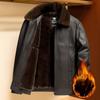 Winter Faux Leather Motorcycle Jackets for Men Warm Bomber Jacket Vintage Coats Outwear Men's Casual PU Leather Outwear Jacket With Faux Fur Lined