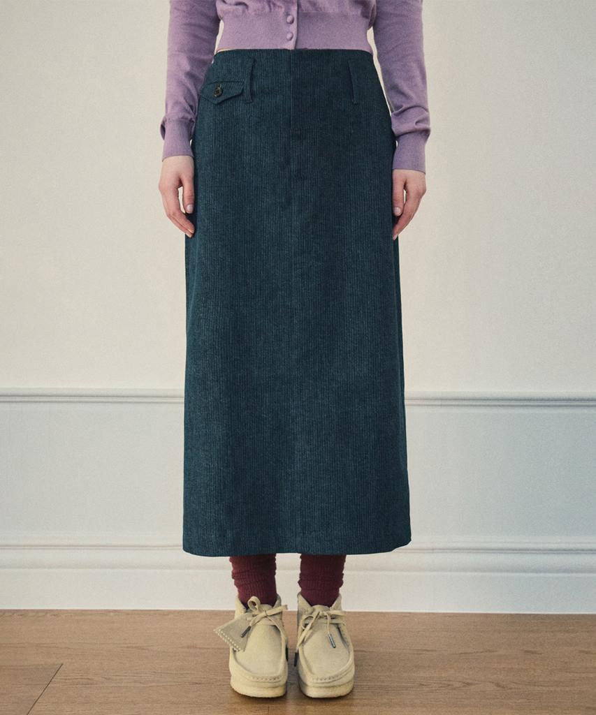 Aueonoseuteljia Pocket Herringbone Midi Skirt_Denim(O25-Sk03)