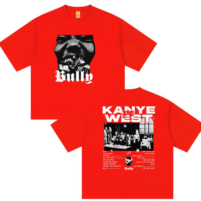 Rapper Kanye West Bully Album Graphic Tshirt UNISEXs Vintage Hip Hop YK Short Sleeve Tshirts Casual Cotton Tops Streetwear