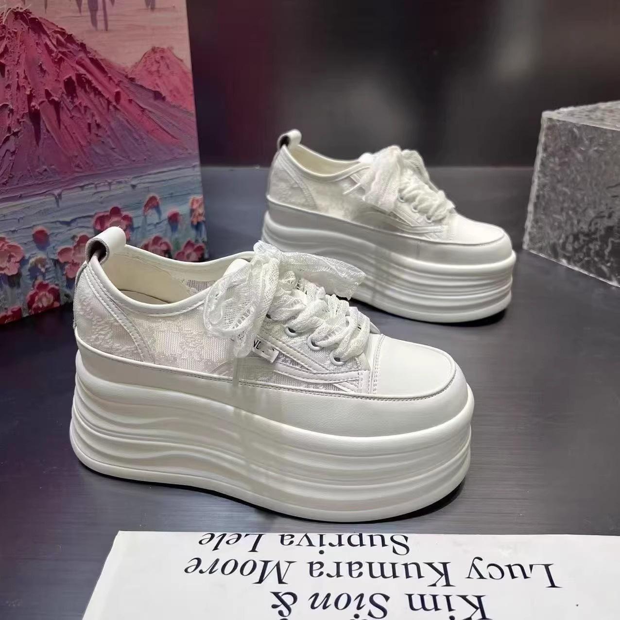 

Thick-soled heightening little white shoes women s new spring and summer women s shoes muffin fashion versatile casual sports board shoes 34 білий