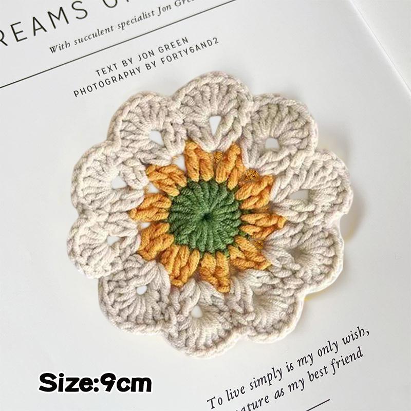 Flower Crochet Coasters Handmade Cute Coasters Knitted Drink Coaster Coffee Cup Mat Home Office Desktop Decoration Creative Gift