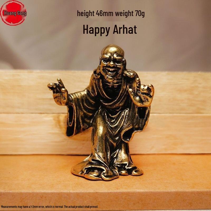 Solid Brass Eighteen Arhats Dragon and Tiger Taming Desktop Ornaments