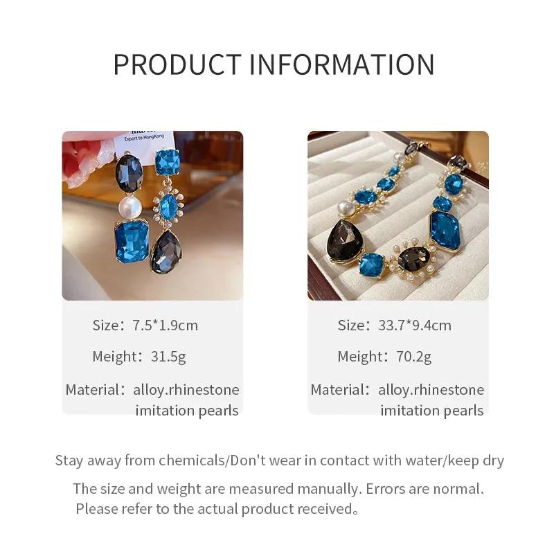 3 Pcs French Light Luxury Zircon Set for Women Water Drop Rhinestone Pearl Necklace Fashion High Sense Accessories Sets Wedding