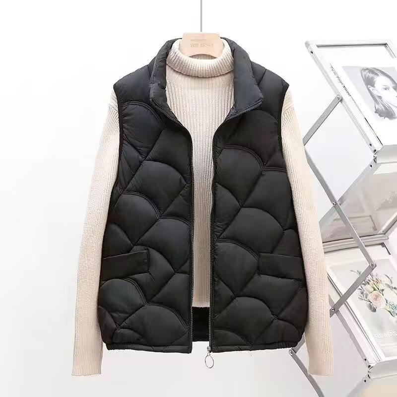 

Женский пуховый жилет со стойкой воротником, осенне-зимний, легкий, короткий, тонкий, теплый, повседневный, хлопковый жилет-подкладка XL-52.5 kg or less чёрный