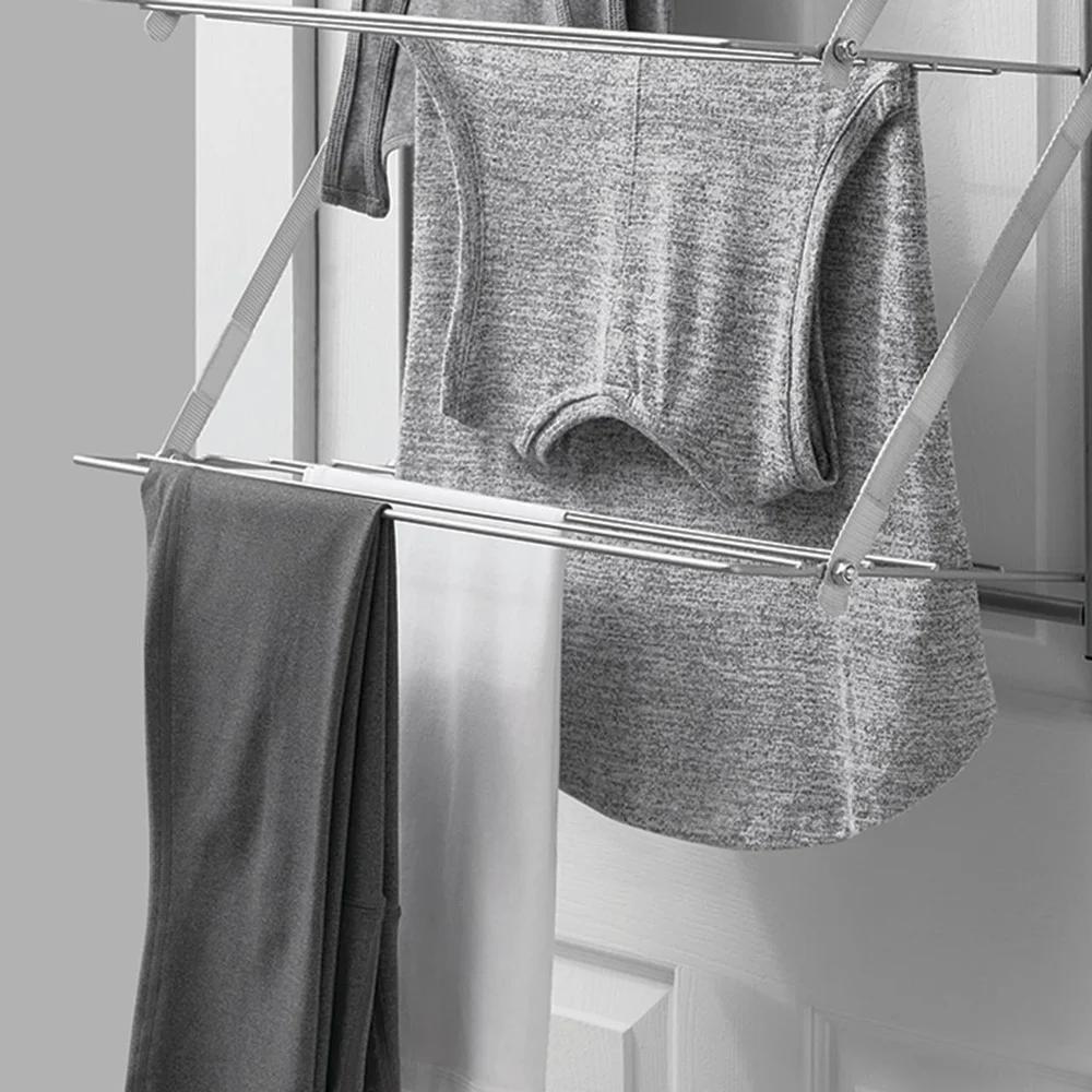 3-Tier Over-the-Door Steel Towel Rack Clothes Drying Organizer Bathroom Storage Hooks Heavy Duty Shelves Home Office Laundry
