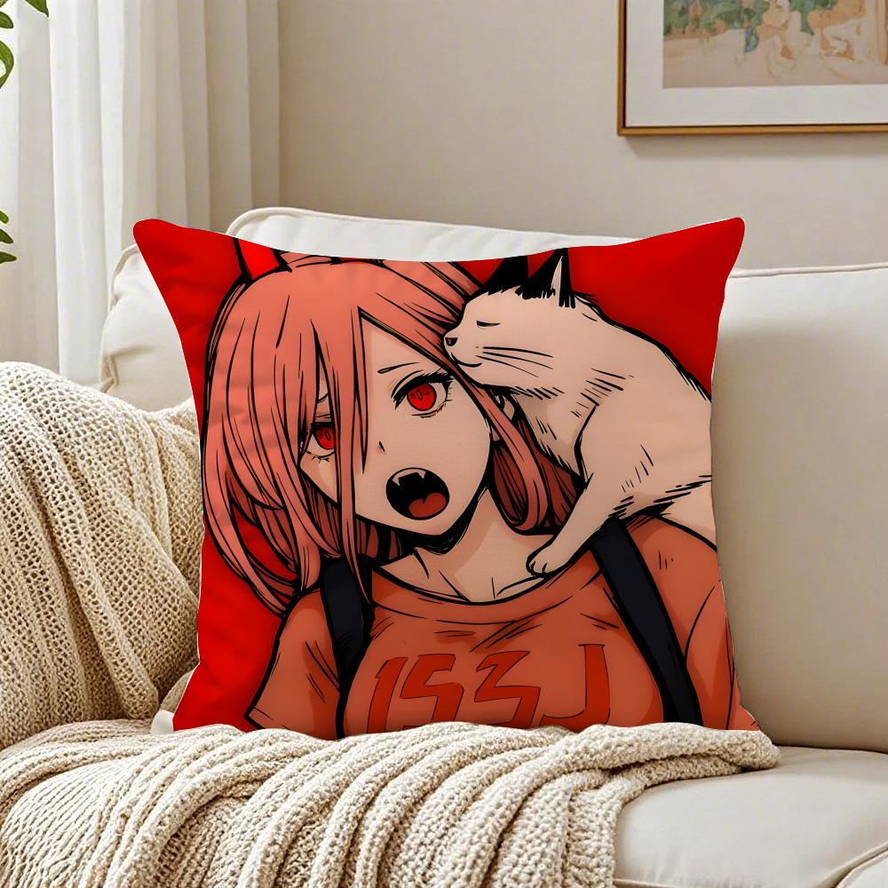anime violent CChainsaw MMan Cushion Cover Pillowcase Antidustmite living Room Sofa Decor Cushion Room
