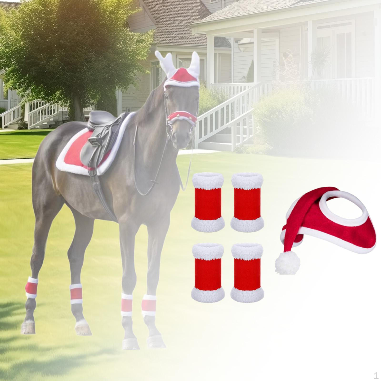 

4 шт. лошадиные накидки на ноги, рождественская шапка, аксессуары для конного спорта, накидка для гонок 35cmx43cm