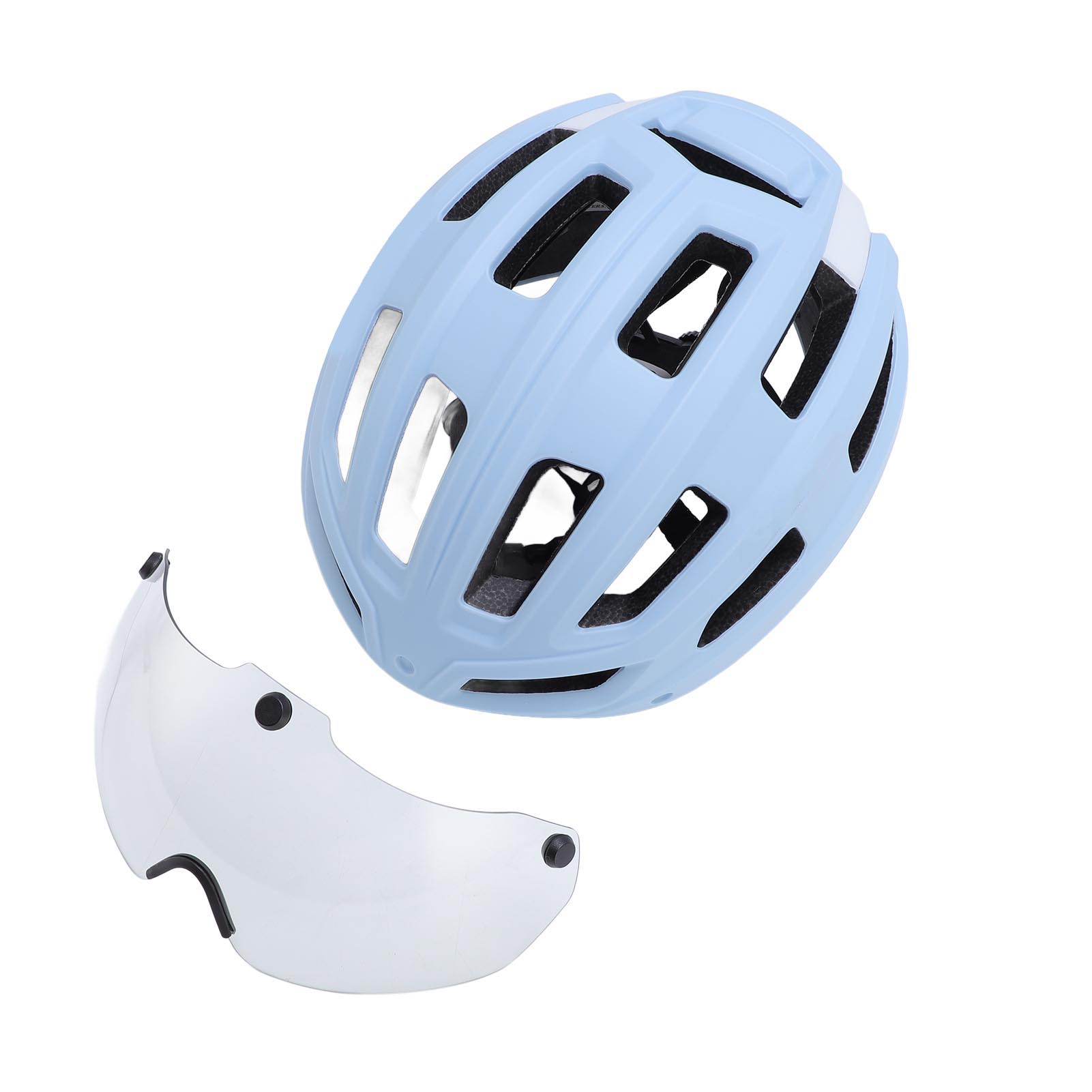 

Bike Helmet with Magnetic Photochromic Goggles PC EPS Windproof Impact Proof Lightweight Breathable Cycling Helmet for Mist Blue