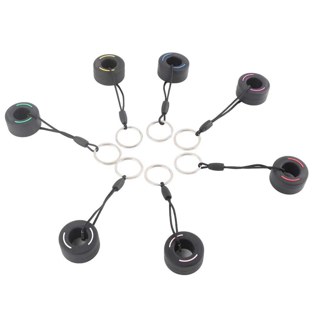 7Pcs Mini Car Tire Keychain Key Ring 7 Colors Soft Rubber PVC Automotive Tire Keyring for