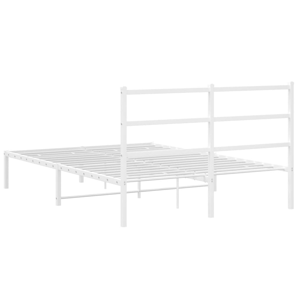 Metal Bed Frame with Headboard White 135 x 190 cm