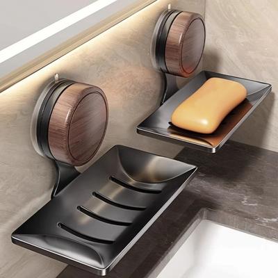 High-end Wall Mounted Soap Box Suction Cup Self-draining Soap Holder Portable Design Plastic Base Soap Shelf Shower
