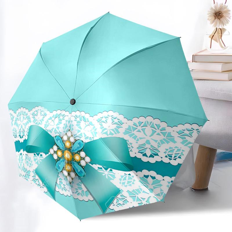 

1pc Lace Bow Decorative Automatic Open/Close Umbrella - Compact Travel Umbrella, Durable Construction, Fashionconscious yy251208108