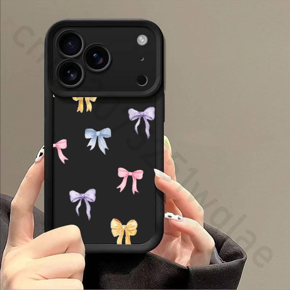Colorful Bow Print Phone Case For iPhone 11 13 17 15 12 14 Pro Max air Plus SE Soft Matte Cover