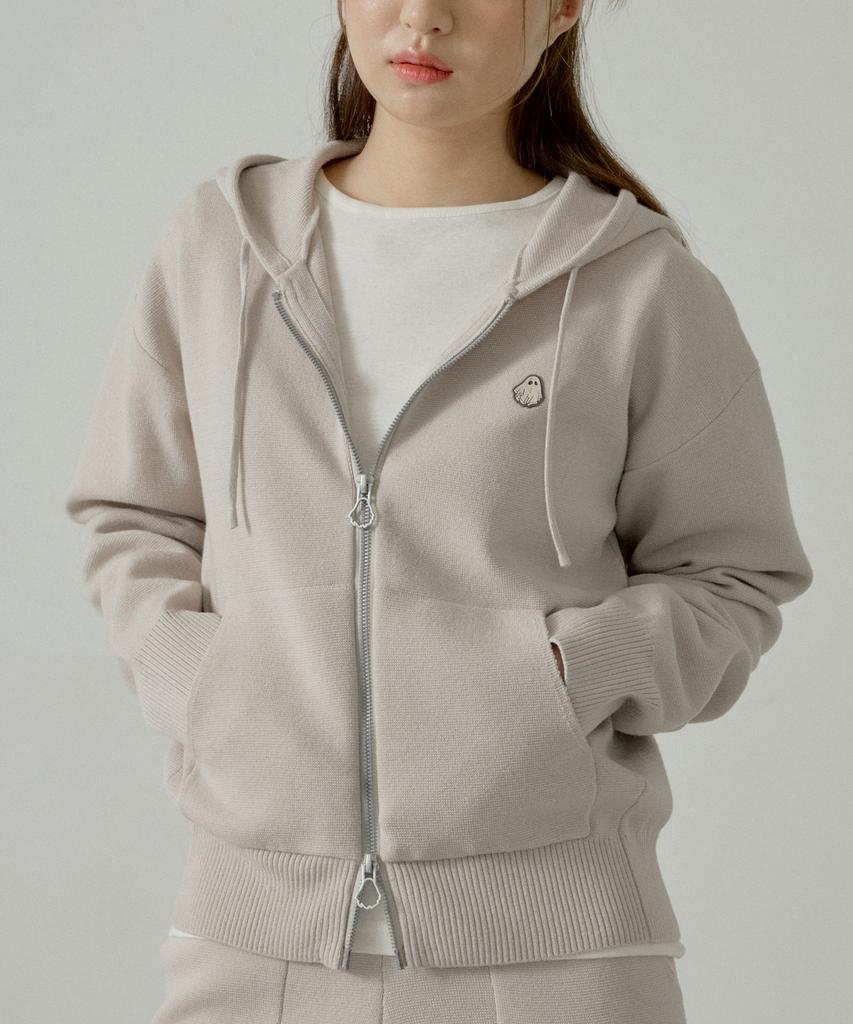 HYPERREET Unisex Ghost Club Knit Zip-Up Hoodie [Light Gray]_Hg1Sw900