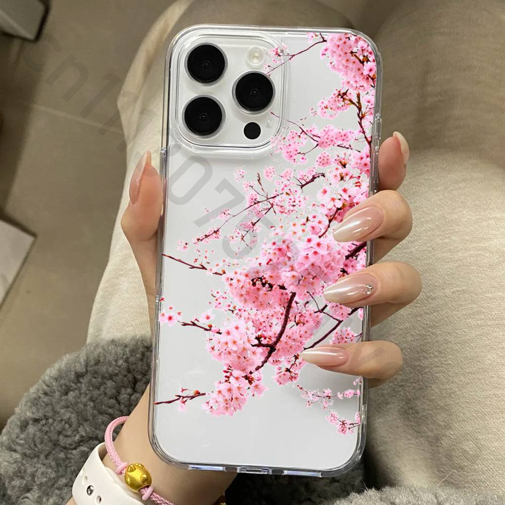 Flower Phone Case for iPhone 17 16 15 14 13 12 11 Pro Max Plus Air Mini 16E ProMax Transparent Case