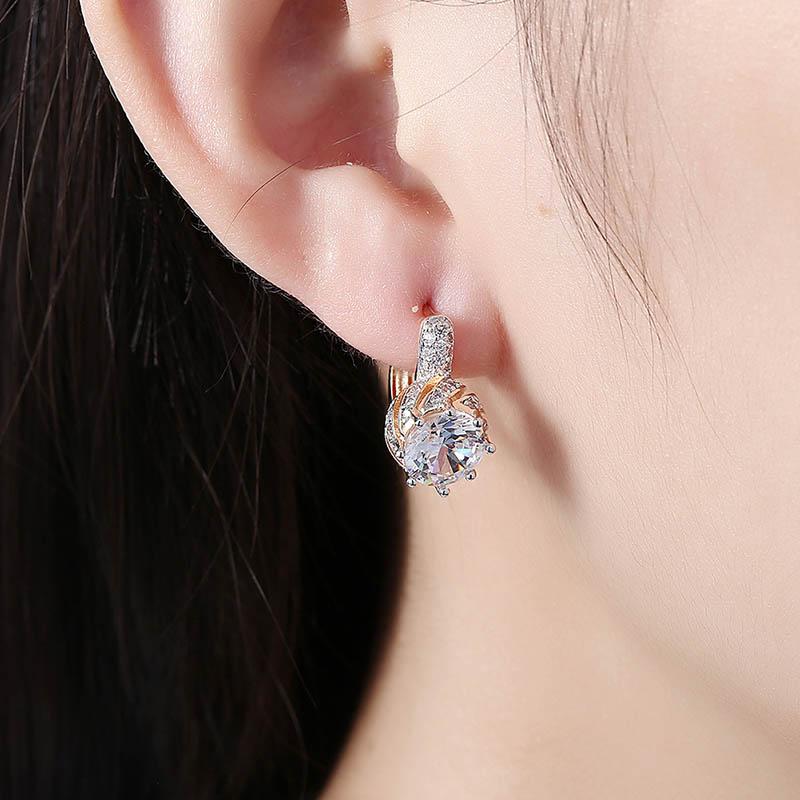 Cellacity Silber 925 Schmuck Edelsteine ​​Ohrringe für Frauen, runder Saphir, Amethyst, Zirkon, 4 Farben zur Auswahl, weibliche Ohrtropfen, Party