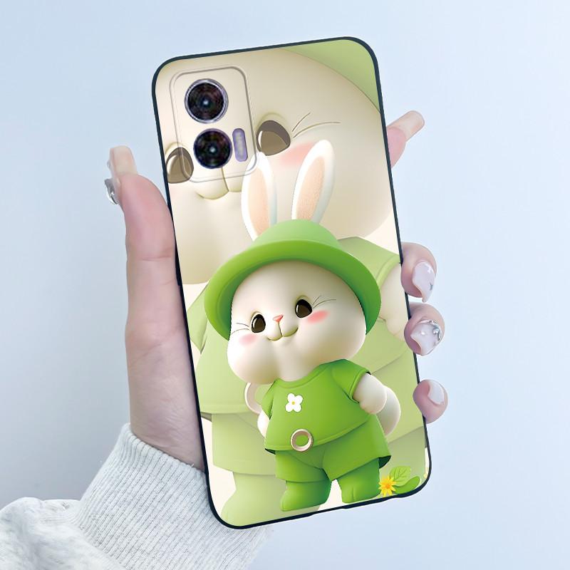 For Motorola Edge 30 Neo Case Cute Love Rabbit Slim TPU Soft Black Cover For Moto Edge 30 Lite Fundas Edge30 Fusion Ultra Bumper