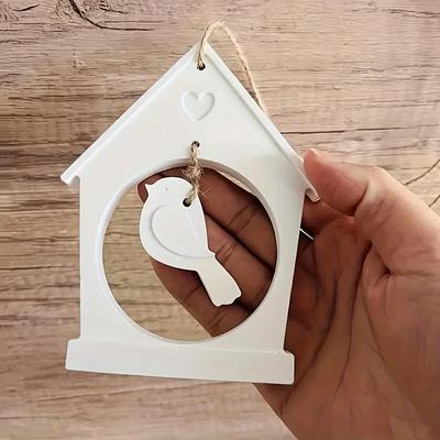 2Pcs Birdhouse Silicone Mold Set Includes One Heart-Shaped Hanging House Mold and Three Bird Molds Spring Home Wall Decorations