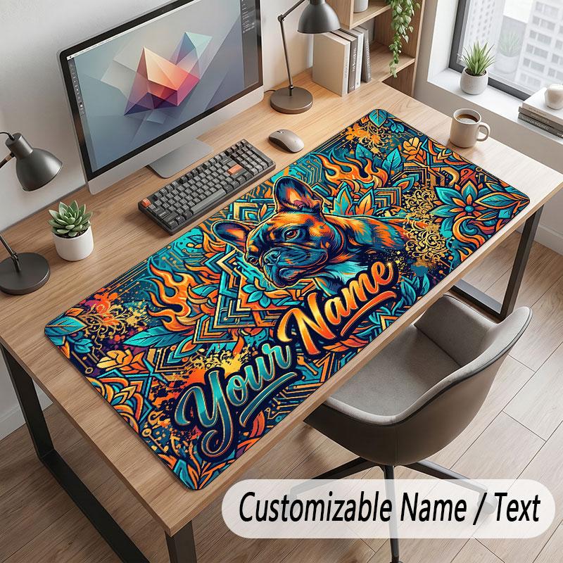Dog Theme Customized Mouse Pad Personalized Print Name Text Desk Mat For Home Office Table Decor