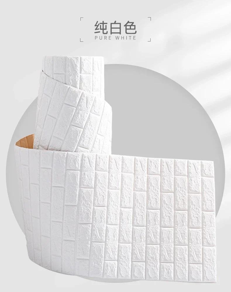 Self-Adhesive Panels 3D Soft Crash Foam Wallpaper Imitation Brick Wall Stickers Home Living Room Kid Bedroom Decor