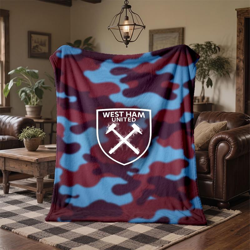 Coperta in Flanella con Stampa West Ham United Calcio Morbida Calda Coperta da Divano Letto per Casa Ufficio Camera da Letto