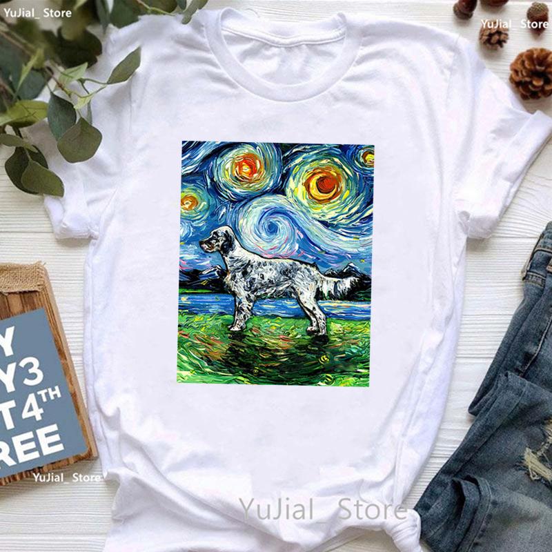 Vintage T Shirt Girls Starry Sky Chihuahua Bulldogaussieyorkshire Terriercatrabbit Print T Shirt Unisex Aesthetic Clothes