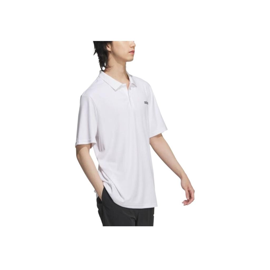 adidas Unifarbenes Pullover Bequemes Sportliches Freizeit-Poloshirt Herren Tops Weiß JD1435