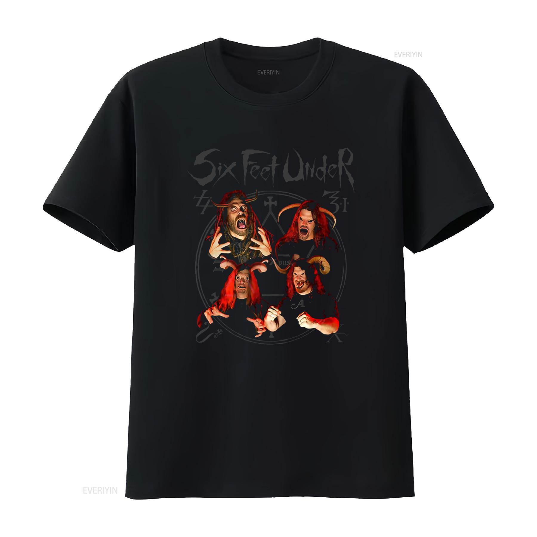 

SIX FEET UNDER ZOMBIE Black T Shirt Front Back Print X Large Heavy Metal Band vintage Washed Versatile homme Stylish fashion 4XL