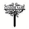 Custom Metal Garden Plaque, Personalized Garden Sign, Floral Garden Spike, Outdoor Address Marker, Wall Art