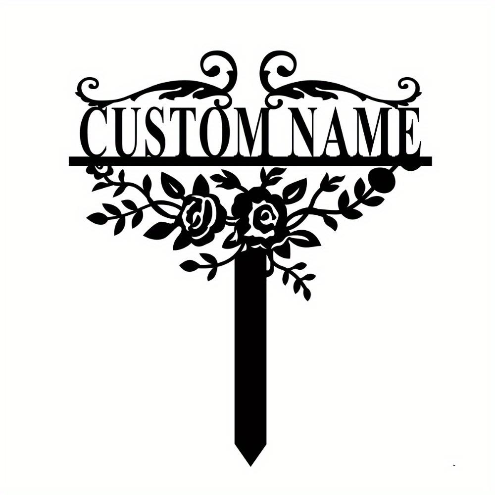 Custom Metal Garden Plaque, Personalized Garden Sign, Floral Garden Spike, Outdoor Address Marker, Wall Art