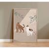 Watercolor Cute Kittens Potted Plant Canvas Print Cartoon Green Plants Animals Wall Art Postes for Modern Living Room Home Decor