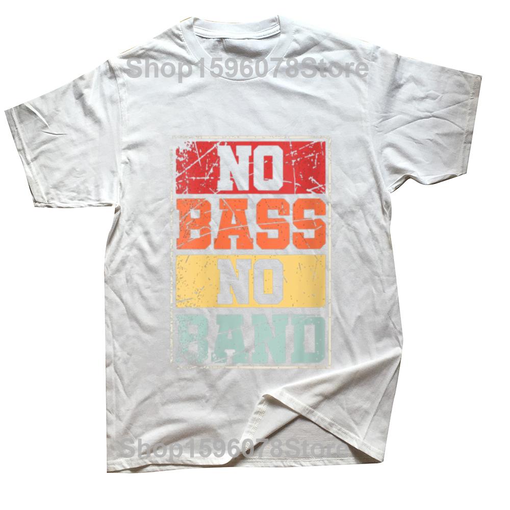 Herren Kein Bass Keine Band Bassist Print T-Shirt Mode Damen Team Kurzarm Rundhals T-Shirt Übergroßes Unisex T-Shirt