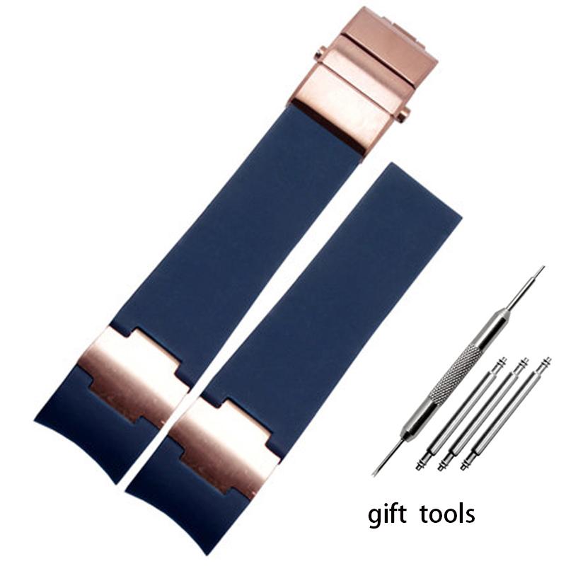 Rubber wristwatch strap silicone wristwatch strap with Ulysse Nardin blue black brown 25 * 12mm  men  tools watchband 22-20mm