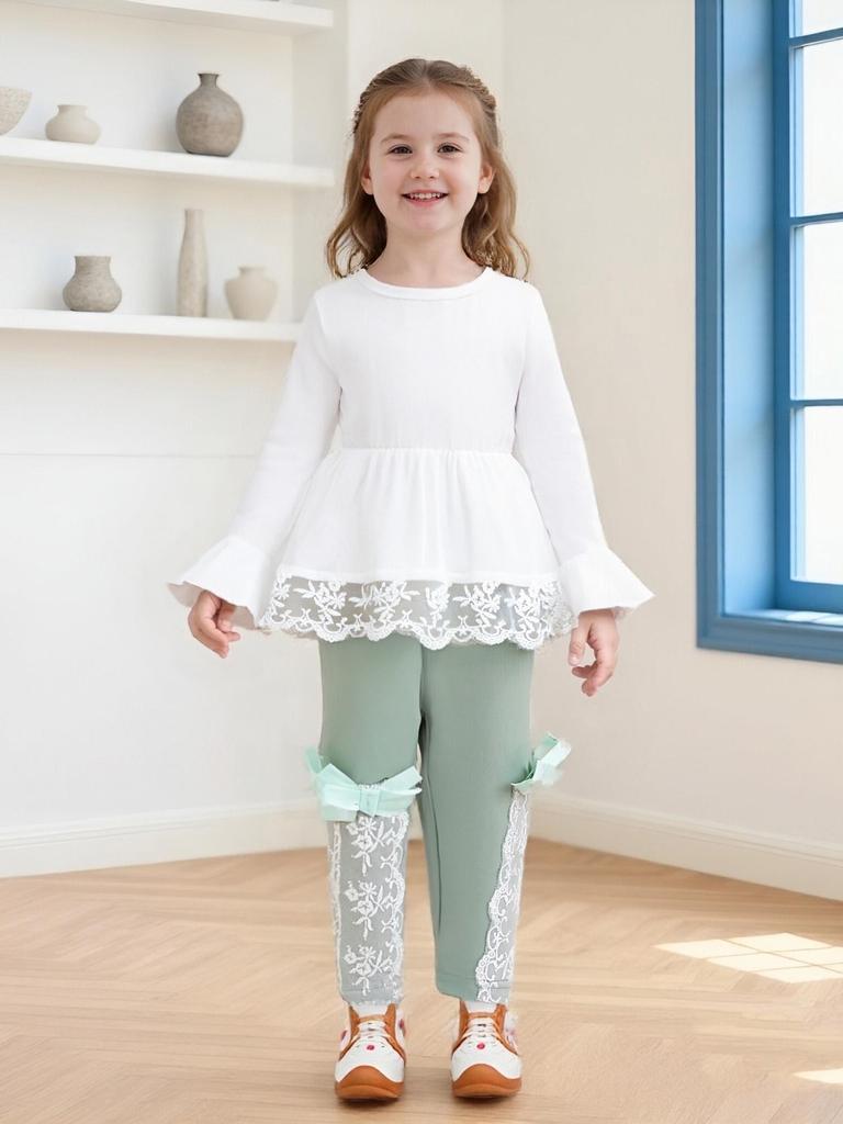 Süßes Kleinkind Mädchen Set Rüschenärmel Oberteil 0-2 Jahre Schleifen Hose 2-teiliges Outfit Neugeborenes Baby Mädchen Kleidung Prinzessin Stil Sommer Frühling